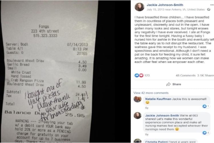 Mom Breastfeeding Waitress Note