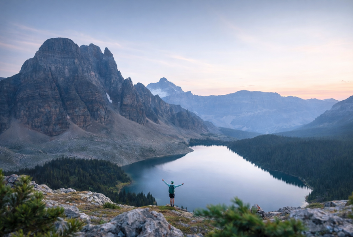 Hiker on Andes mountains Chile