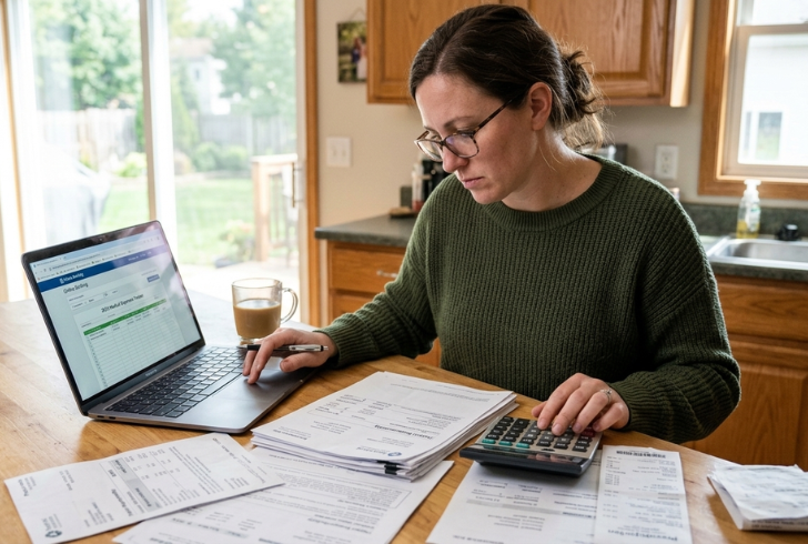 Person reviewing health savings account finances