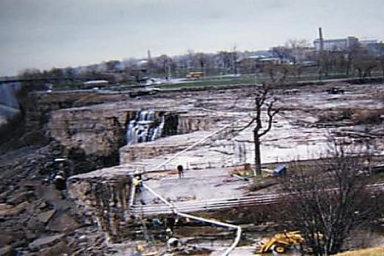 Drained Niagara Falls