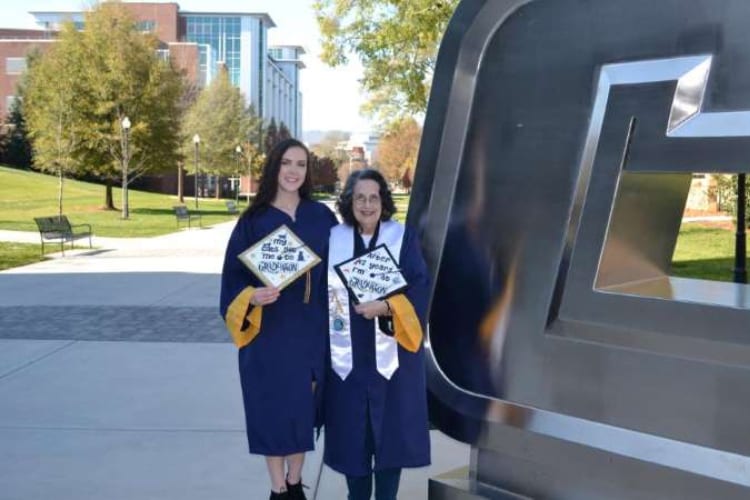 Grandmother Graduates From College With Granddaughter